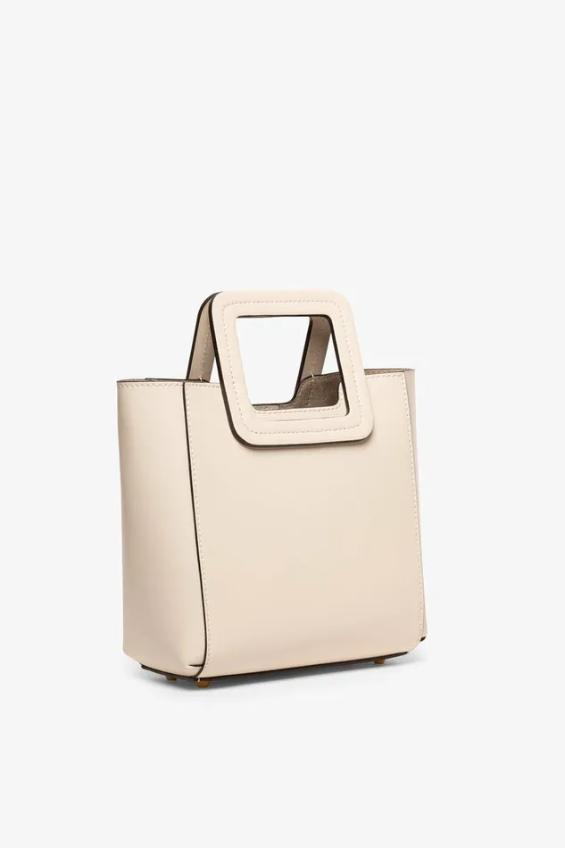 STAUD MINI SHIRLEY LEATHER BAG Cream Women Totes STAUD MINI SHIRLEY LEATHER BAG Cream Women Totes