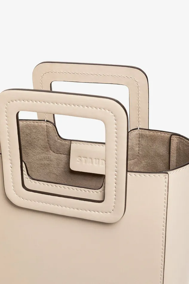 STAUD MINI SHIRLEY LEATHER BAG Cream Women Totes STAUD MINI SHIRLEY LEATHER BAG Cream Women Totes