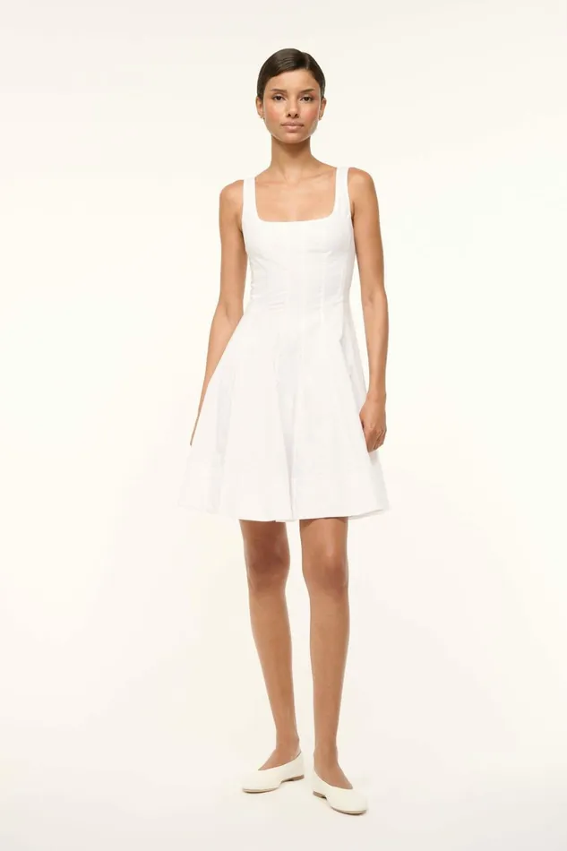 STAUD MINI WELLS DRESS White Women Dresses