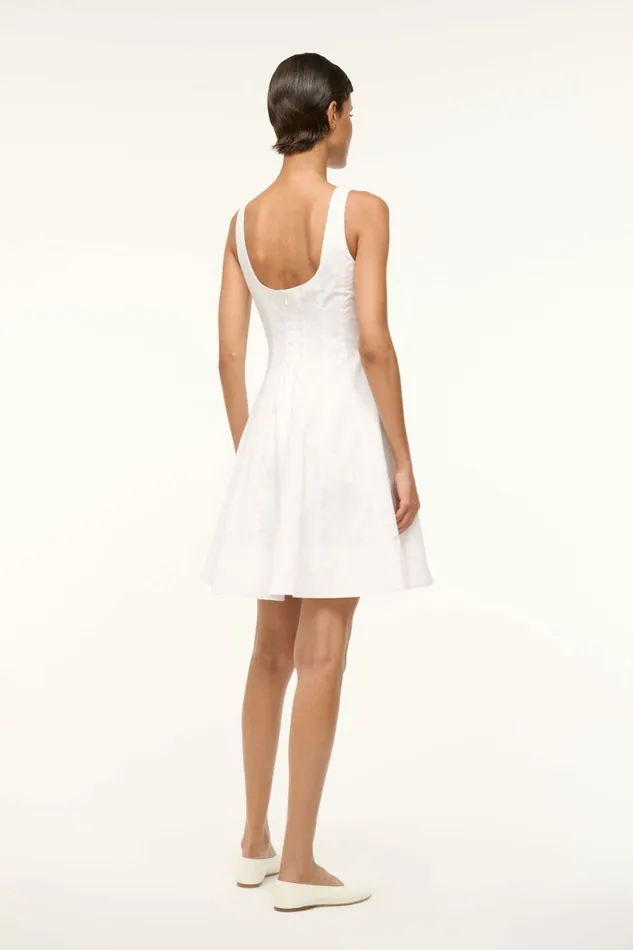 STAUD MINI WELLS DRESS White Women Dresses STAUD MINI WELLS DRESS White Women Dresses