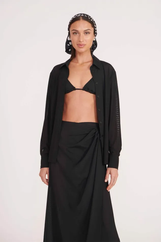 STAUD MIRIAM COVERUP TOP Black Women Swim