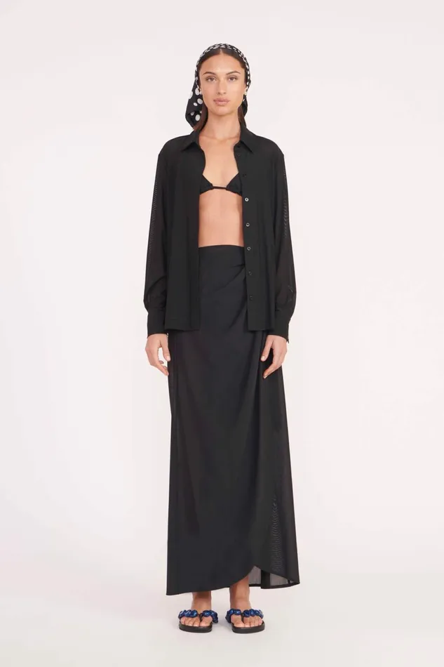 STAUD MIRIAM COVERUP TOP Black Women Swim STAUD MIRIAM COVERUP TOP Black Women Swim