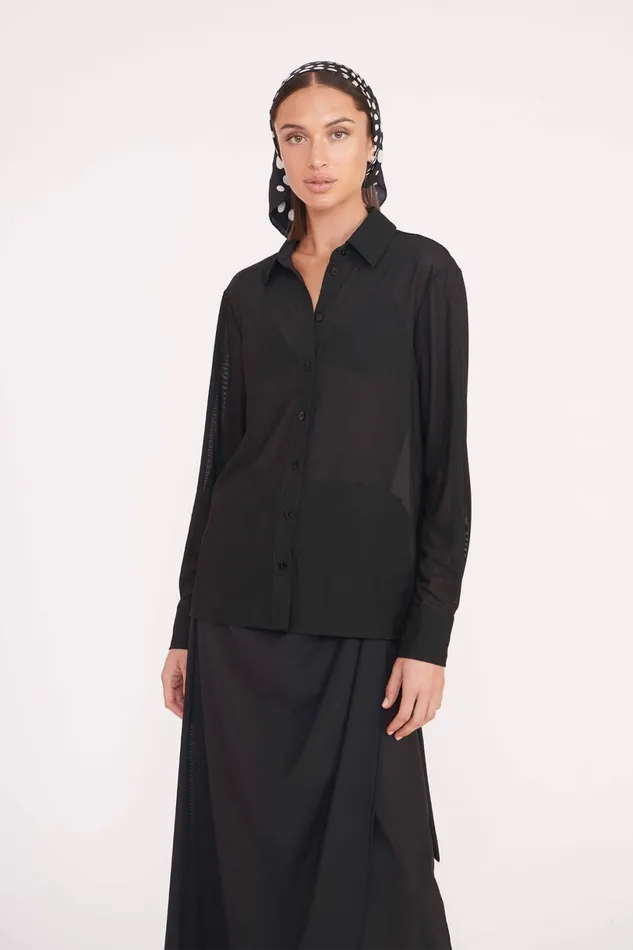 STAUD MIRIAM COVERUP TOP Black Women Swim STAUD MIRIAM COVERUP TOP Black Women Swim