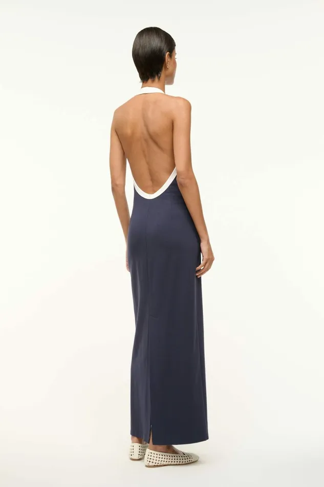 STAUD NAOMI DRESS Navy White Women Dresses