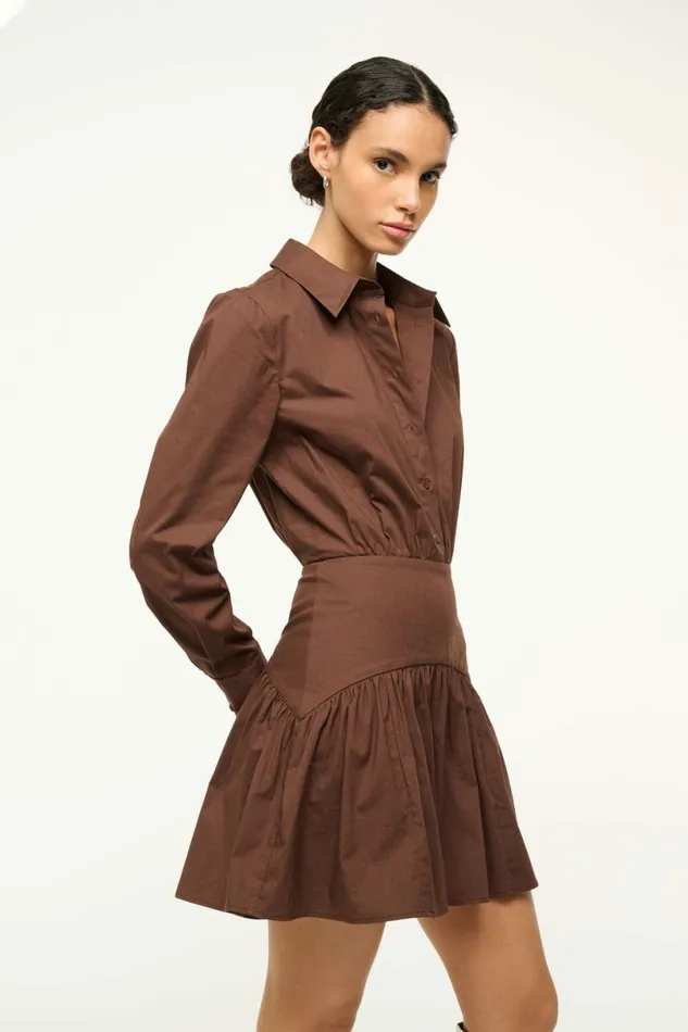 STAUD ROCCO MINI DRESS Earth Women Dresses STAUD ROCCO MINI DRESS Earth Women Dresses