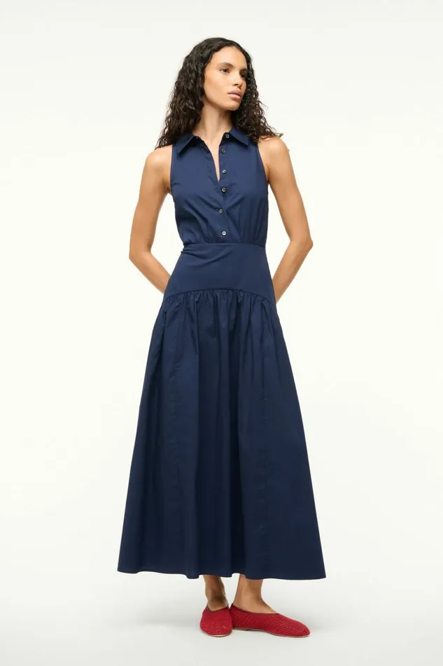 STAUD ROMY DRESS Navy Women Dresses STAUD ROMY DRESS Navy Women Dresses