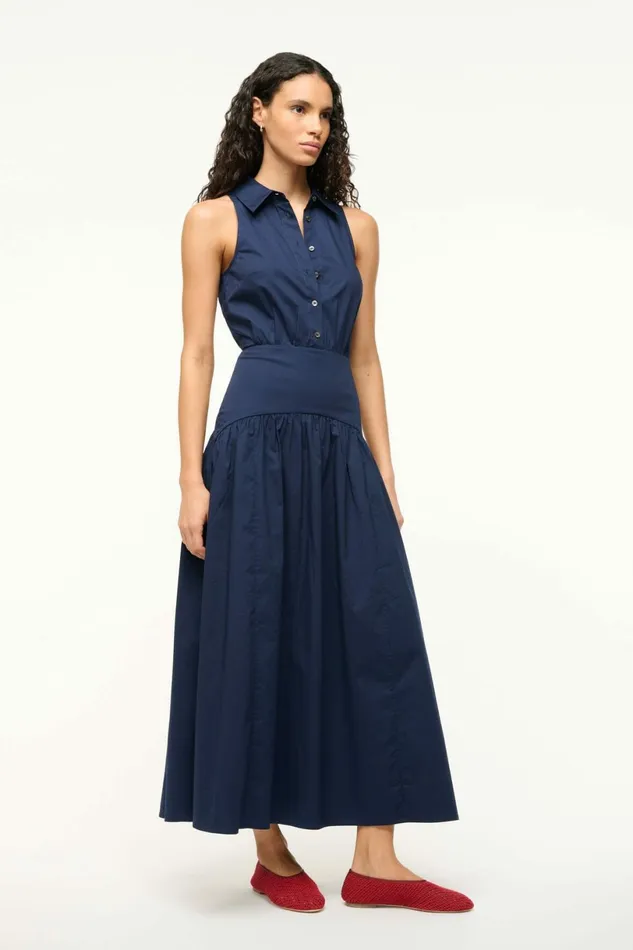 STAUD ROMY DRESS Navy Women Dresses STAUD ROMY DRESS Navy Women Dresses