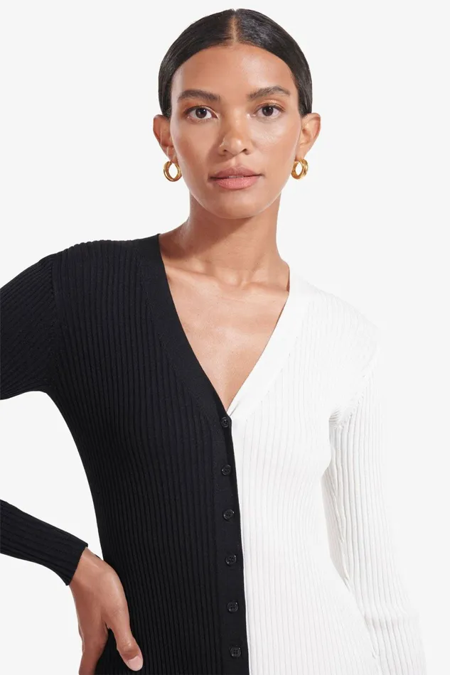 STAUD SHOKO SWEATER Black White Women Dresses STAUD SHOKO SWEATER Black White Women Dresses