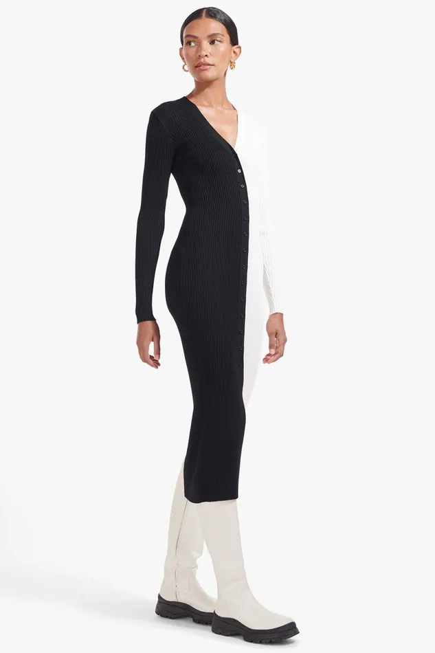 STAUD SHOKO SWEATER Black White Women Dresses STAUD SHOKO SWEATER Black White Women Dresses