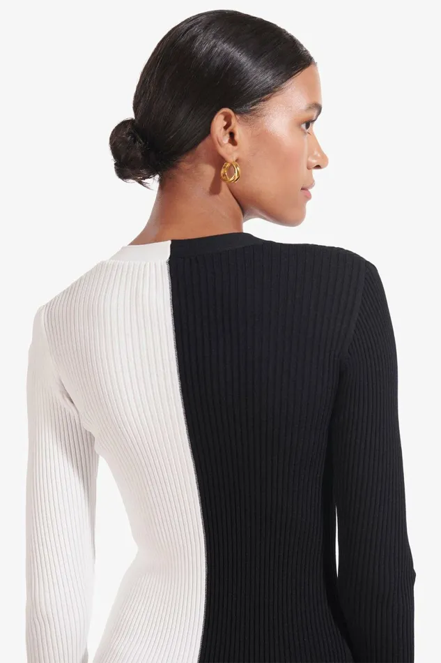 STAUD SHOKO SWEATER Black White Women Dresses STAUD SHOKO SWEATER Black White Women Dresses
