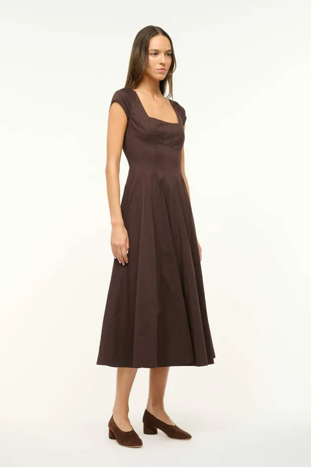 STAUD SHORT SLEEVE WELLS DRESS Earth Women Dresses STAUD SHORT SLEEVE WELLS DRESS Earth Women Dresses
