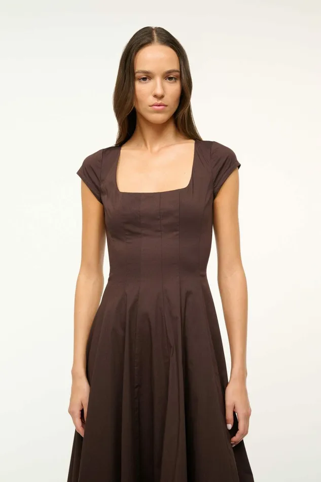 STAUD SHORT SLEEVE WELLS DRESS Earth Women Dresses STAUD SHORT SLEEVE WELLS DRESS Earth Women Dresses