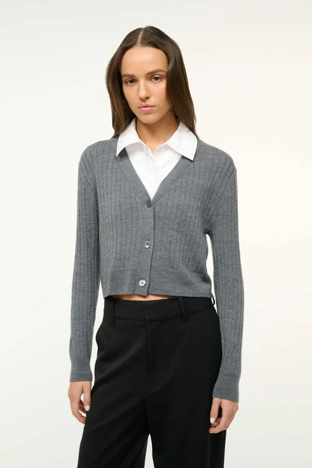 STAUD WALLIS SWEATER Charcoal White Women The Knit Shop
