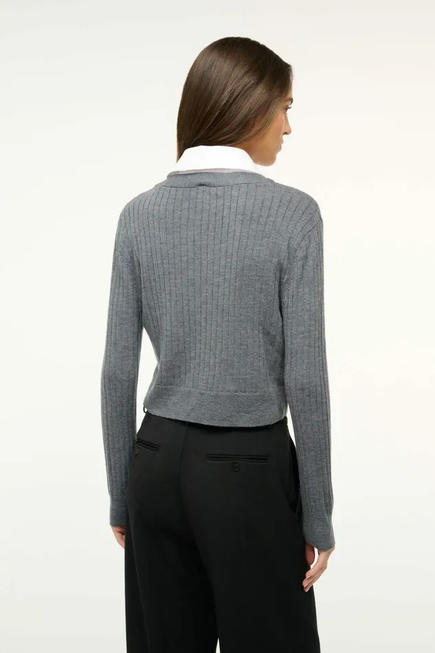 STAUD WALLIS SWEATER Charcoal White Women The Knit Shop