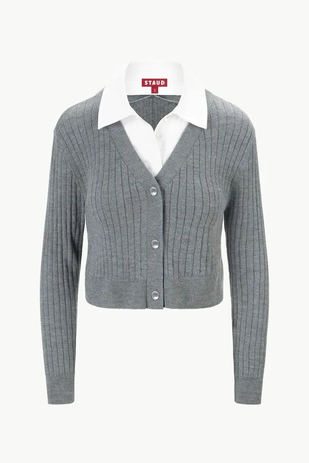 STAUD WALLIS SWEATER Charcoal White Women The Knit Shop
