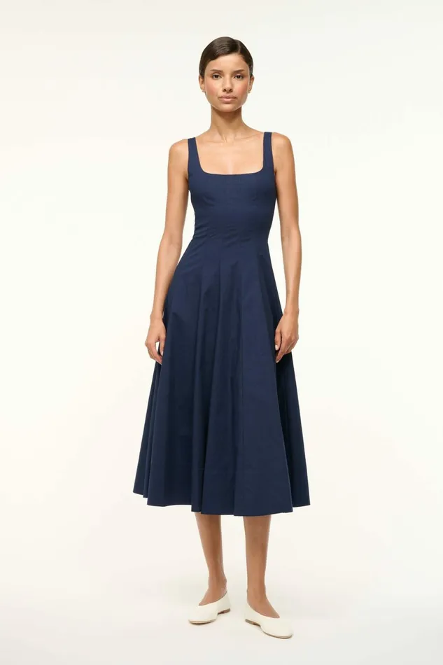 STAUD WELLS DRESS Navy Women Dresses