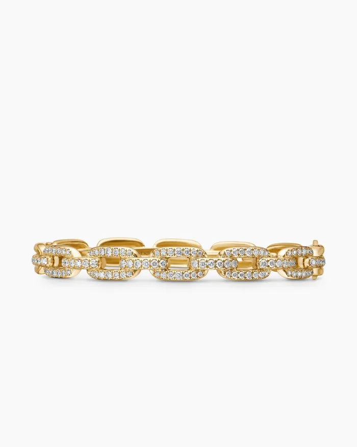 Stax Chain Link Bracelet In 18K Yellow Gold With Diamonds 7mm Women David Yurman Bangle