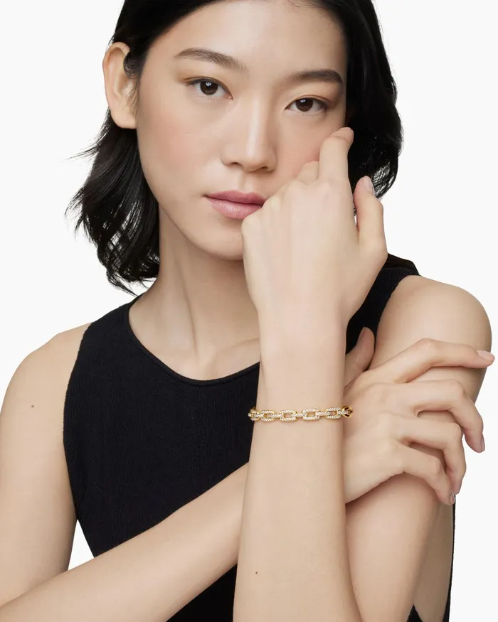 Stax Chain Link Bracelet In 18K Yellow Gold With Diamonds 7mm Women David Yurman Bangle Stax Chain Link Bracelet In 18K Yellow Gold With Diamonds 7mm Women David Yurman Bangle