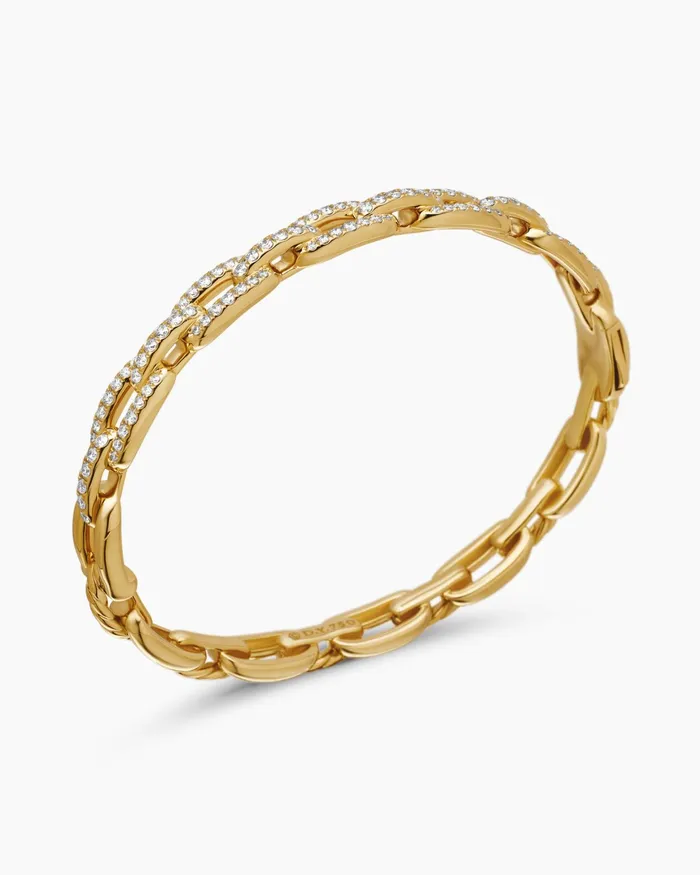 Stax Chain Link Bracelet In 18K Yellow Gold With Diamonds 7mm Women David Yurman Bangle Stax Chain Link Bracelet In 18K Yellow Gold With Diamonds 7mm Women David Yurman Bangle
