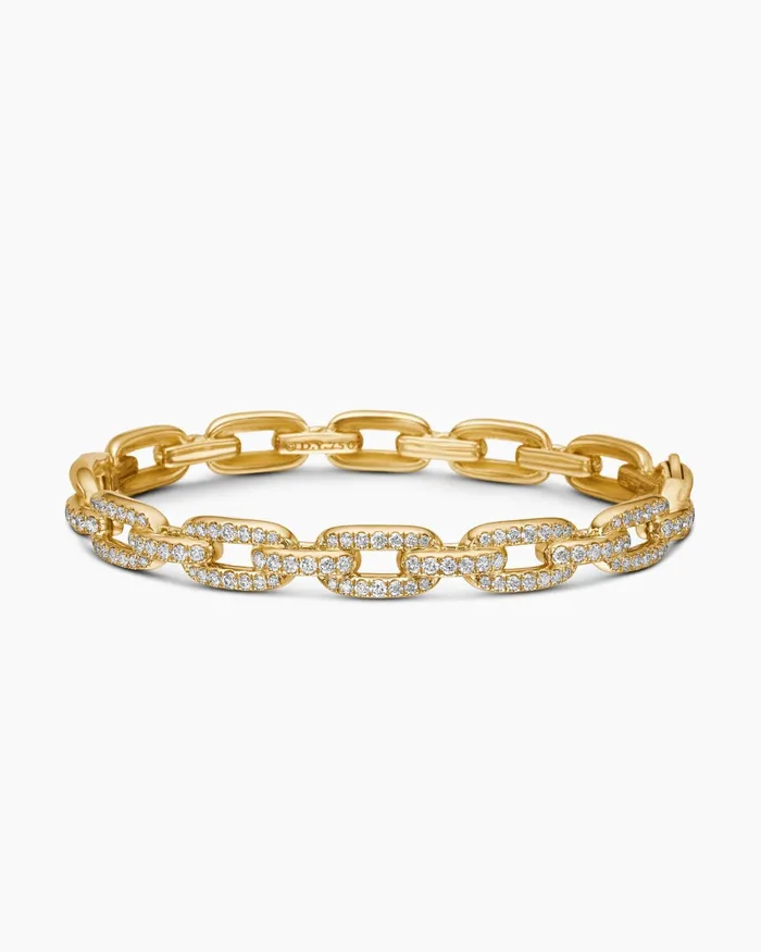 Stax Chain Link Bracelet In 18K Yellow Gold With Diamonds 7mm Women David Yurman Bangle Stax Chain Link Bracelet In 18K Yellow Gold With Diamonds 7mm Women David Yurman Bangle
