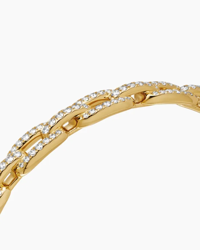Stax Chain Link Bracelet In 18K Yellow Gold With Diamonds 7mm Women David Yurman Bangle Stax Chain Link Bracelet In 18K Yellow Gold With Diamonds 7mm Women David Yurman Bangle