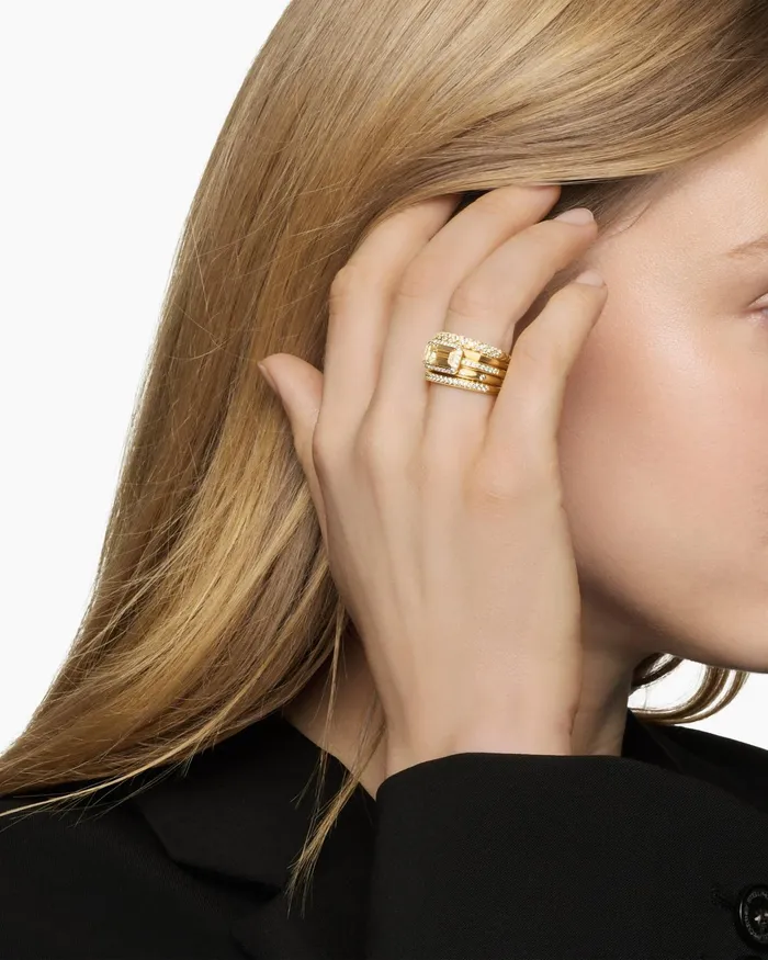 Stax Statement Ring In 18K Yellow Gold With Diamonds 22mm Women David Yurman Statement Stax Statement Ring In 18K Yellow Gold With Diamonds 22mm Women David Yurman Statement