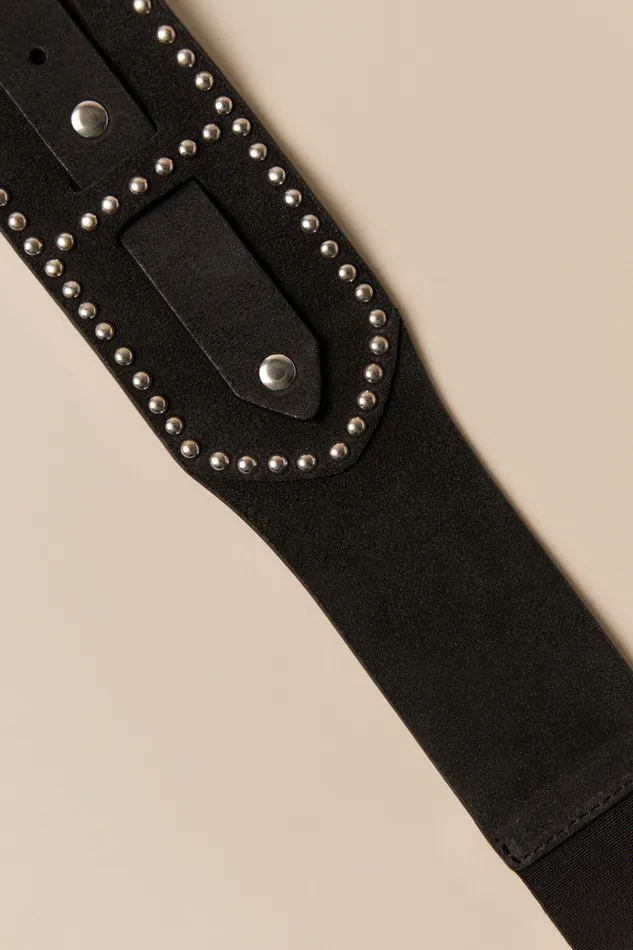 Studded Suede Stretch Belt Black Women Lucky Brand Belts