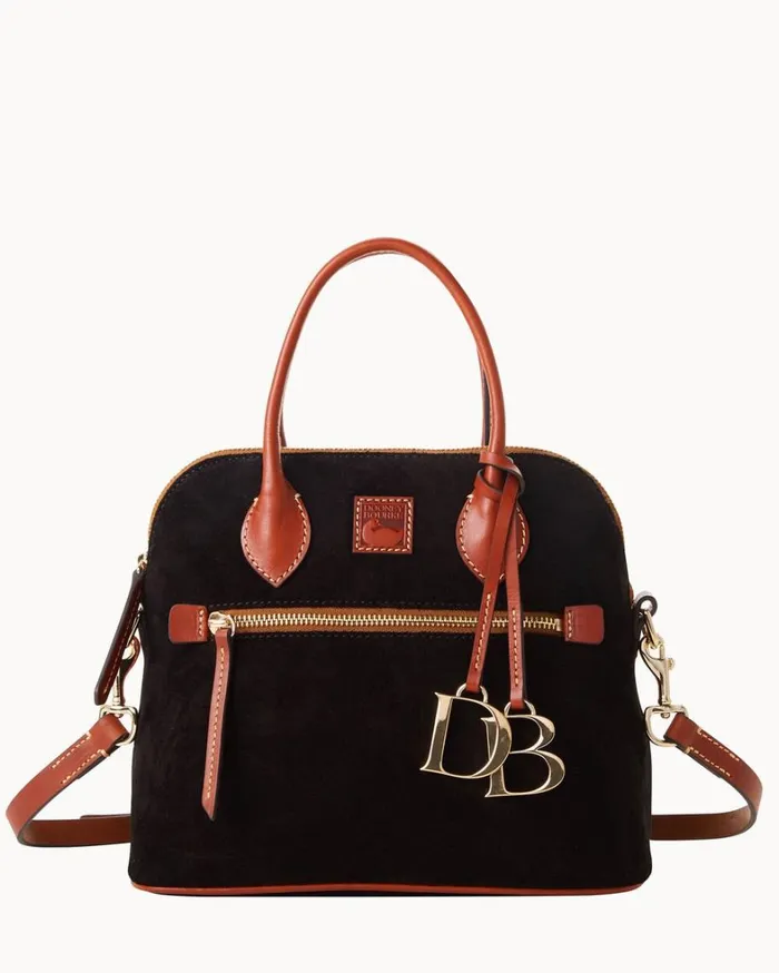 Suede Domed Satchel Black Women Dooney and Bourke Satchels