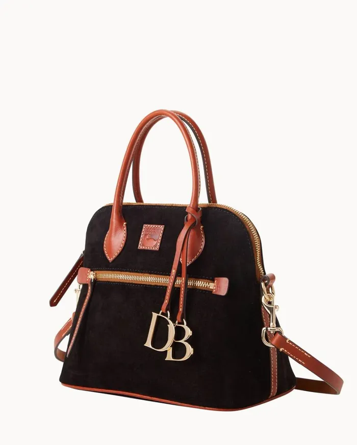 Suede Domed Satchel Black Women Dooney and Bourke Satchels Suede Domed Satchel Black Women Dooney and Bourke Satchels
