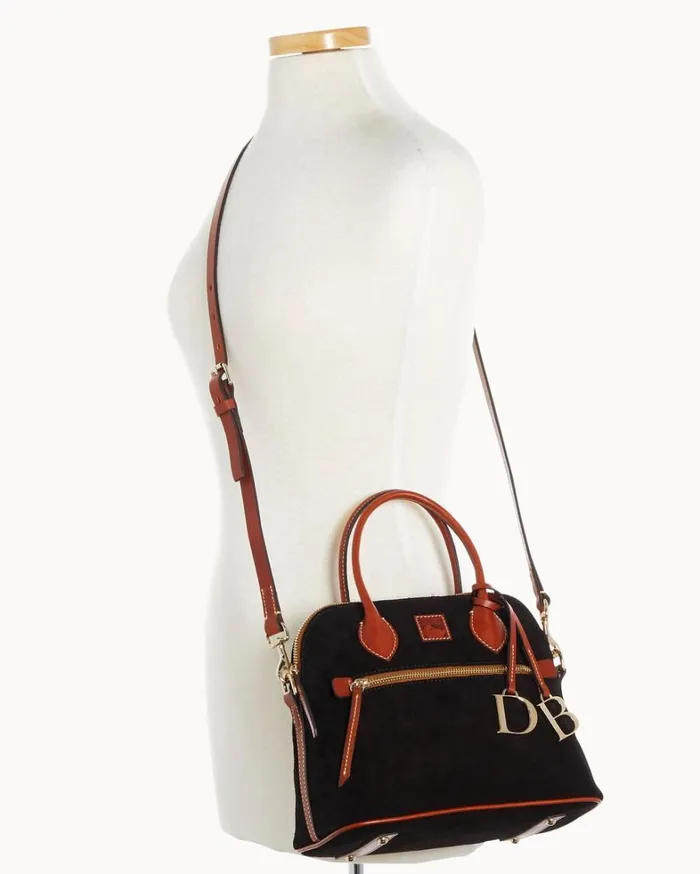 Suede Domed Satchel Black Women Dooney and Bourke Satchels Suede Domed Satchel Black Women Dooney and Bourke Satchels