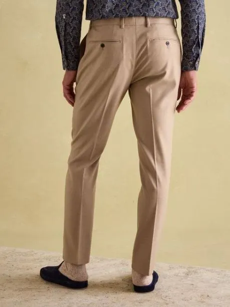 Suits and Tailoring Men Joules Tan Brown Slim Fit Flannel Suit Trousers