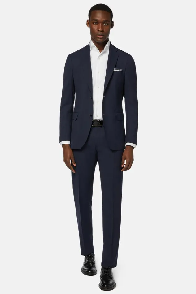 Suits Men Boggi Milano Blue Travel Wool Suit Blue