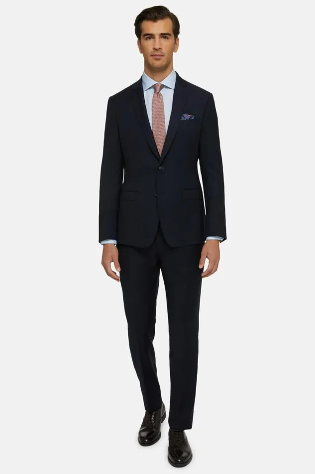 Suits Men Boggi Milano Micro Structured Wool Suit Style London Navy Blue