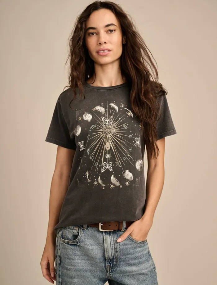 Sun Boyfriend Tee Jet Black Women Lucky Brand Graphic Tees