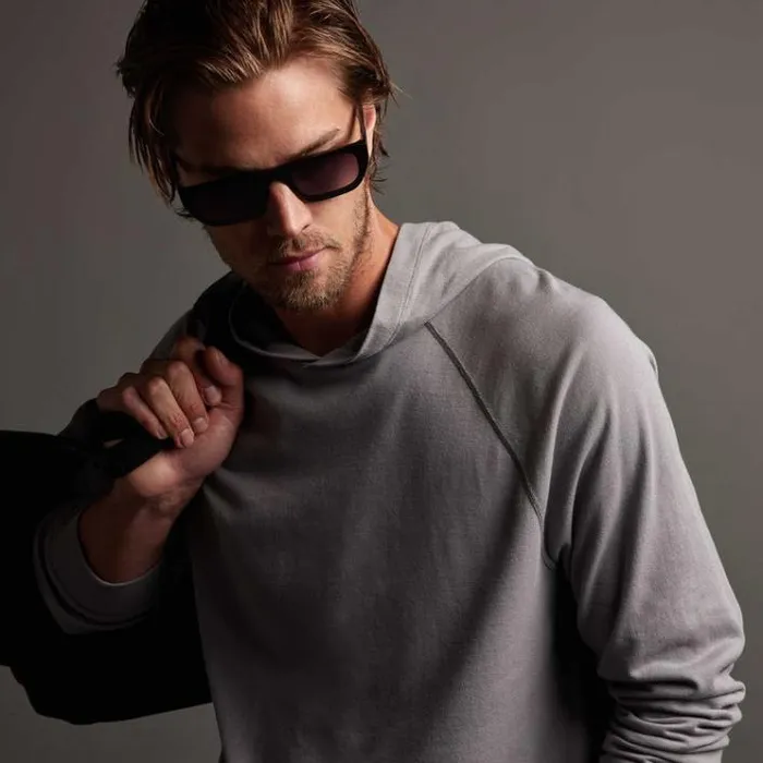 Sweat TopsBottoms Men James Perse Crisp Cotton Terry Hoodie Silver Grey