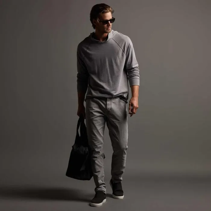 Sweat TopsBottoms Men James Perse Crisp Cotton Terry Hoodie Silver Grey