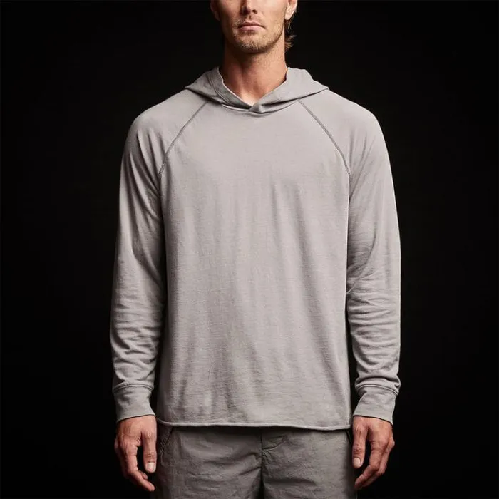 Sweat TopsBottoms Men James Perse Crisp Cotton Terry Hoodie Silver Grey