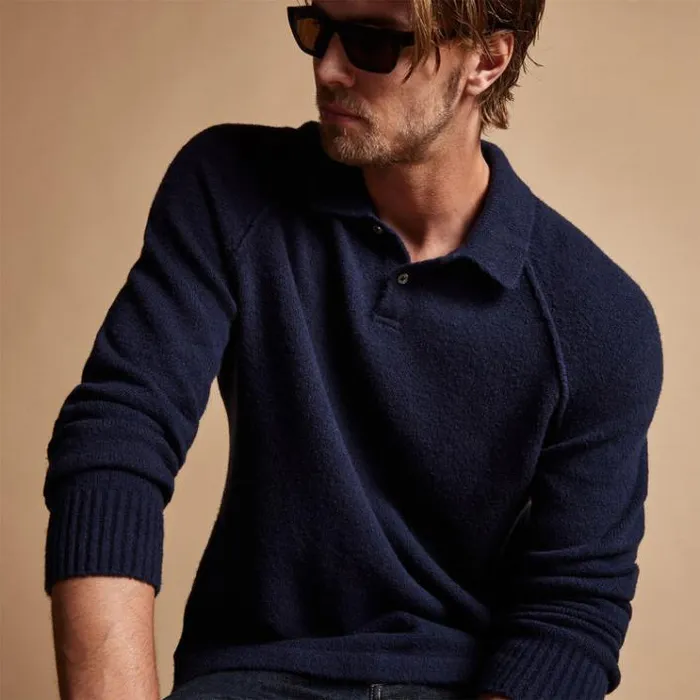 Sweaters Men James Perse Bayshore Cashmere Polo Navy