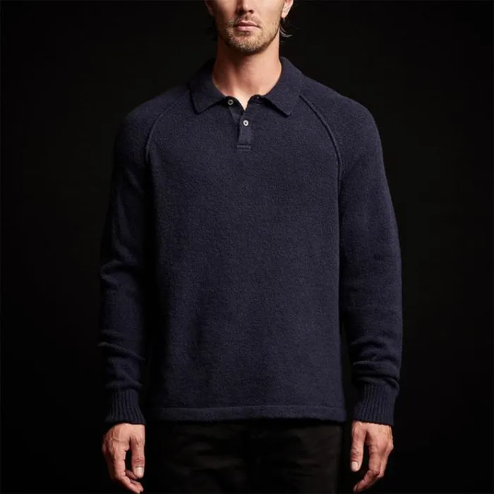Sweaters Men James Perse Bayshore Cashmere Polo Navy