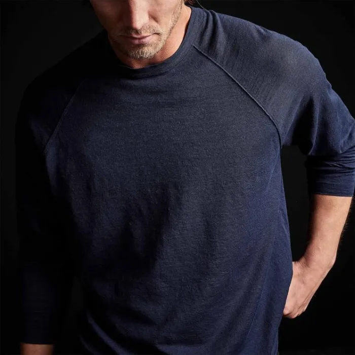 Sweaters Men James Perse Linen Blend Raglan Sweater Navy