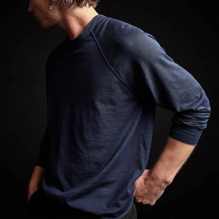 Sweaters Men James Perse Linen Blend Raglan Sweater Navy
