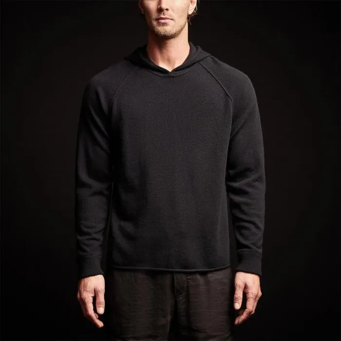 Sweaters Men James Perse Recycled Cashmere Hooded Sweater Black