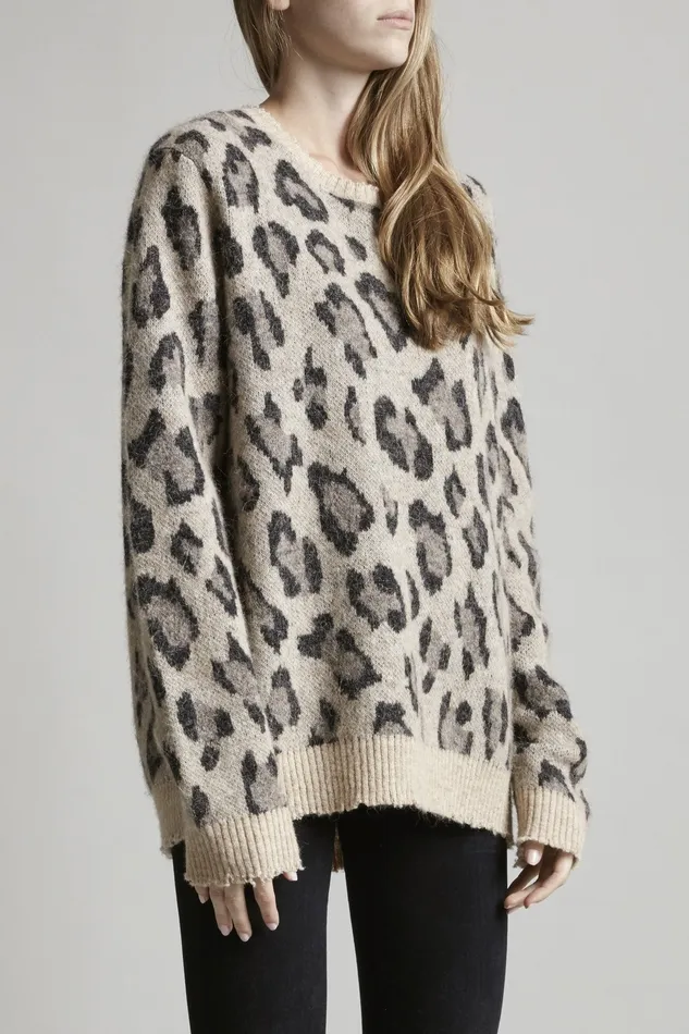 Sweaters R13 Women Leopard Cashmere Crewneck Sweater