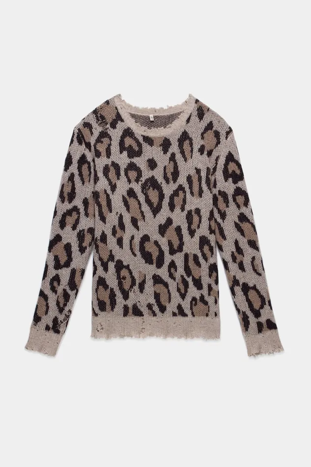 Sweaters R13 Women Leopard Cashmere Crewneck Sweater