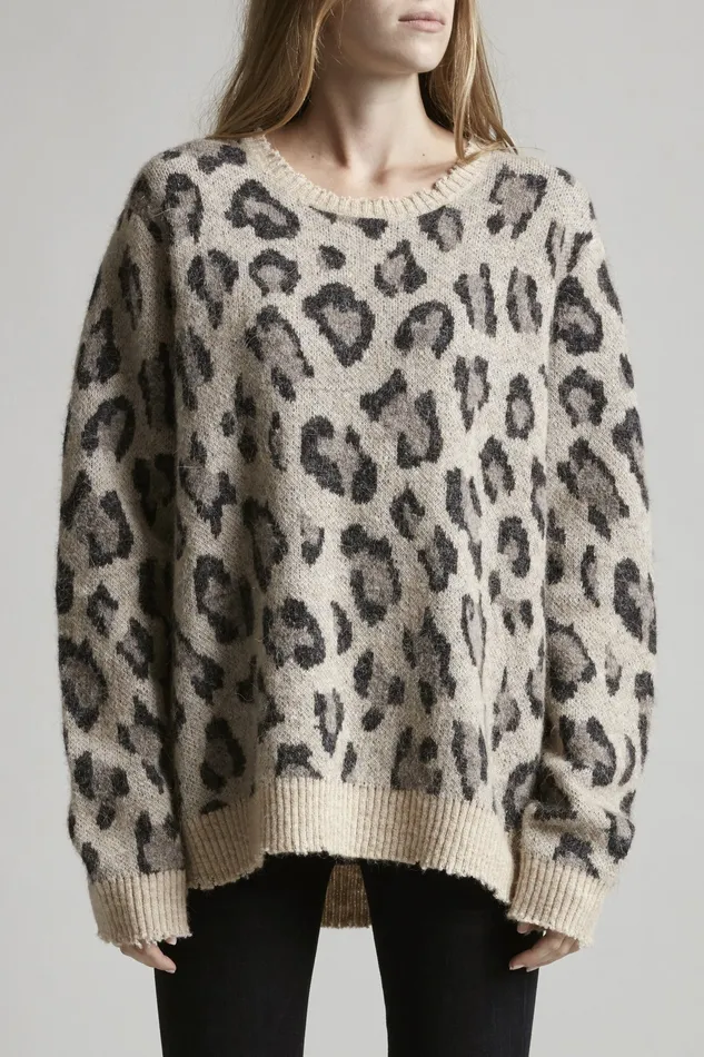 Sweaters R13 Women Leopard Cashmere Crewneck Sweater