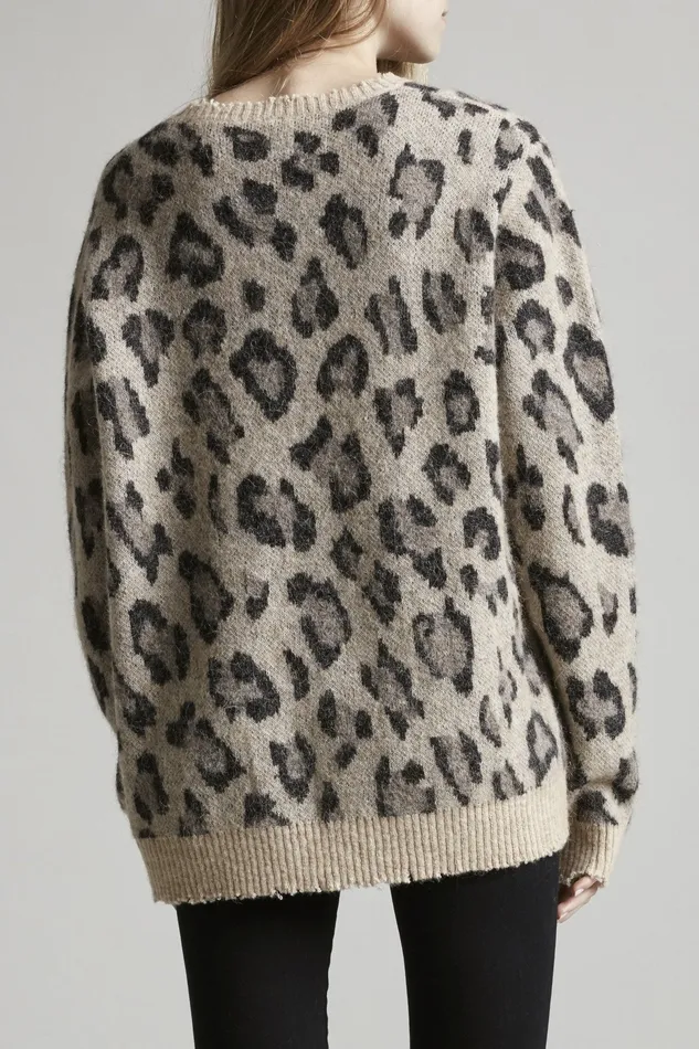 Sweaters R13 Women Leopard Cashmere Crewneck Sweater