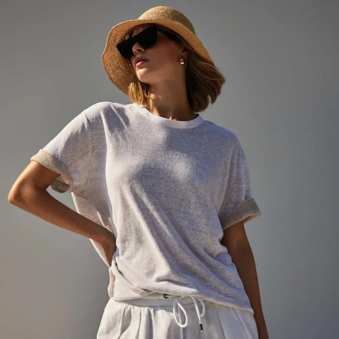Sweaters Women James Perse Dunes Linen Crew Whitenatural