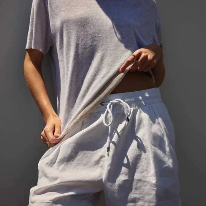 Sweaters Women James Perse Dunes Linen Crew Whitenatural