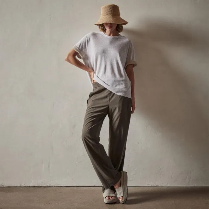 Sweaters Women James Perse Dunes Linen Crew Whitenatural