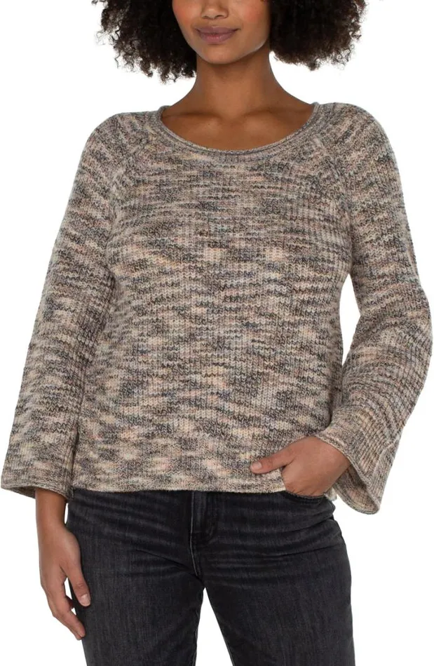 SWEATERS Women Liverpool Los Angeles CREW NECK SWEATER WITH WIDE SLEEVE Sunset Spacedye